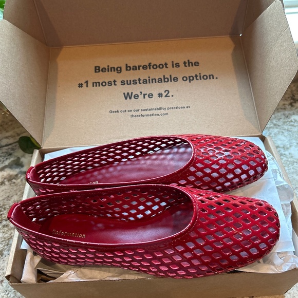 Reformation Shoes - Reformation Paulina Ballet Flat Red - Size 8